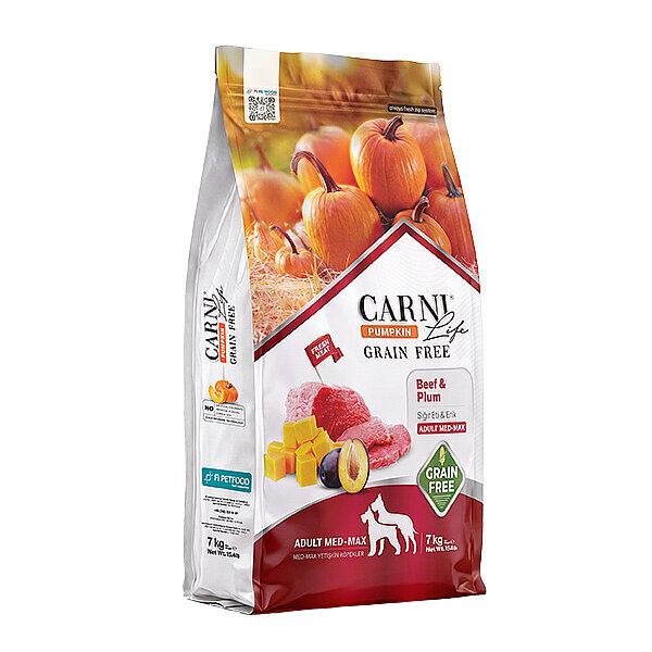 Carni Life Pumpkin Tahılsız Sığır Etli ve Erikli Mini Irk Yetişkin Köpek Maması 7 kg