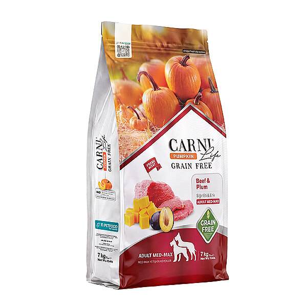 Carni Life Pumpkin Tahılsız Sığır Etli ve Erikli Mini Irk Yetişkin Köpek Maması 7 kg - 1