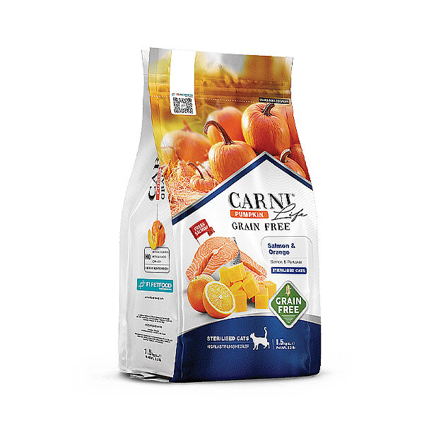 Carni Life Pumpkin Tahılsız Somonlu ve Portakallı Kısırlaştırılmış Yetişkin Kedi Maması 10 kg - 1