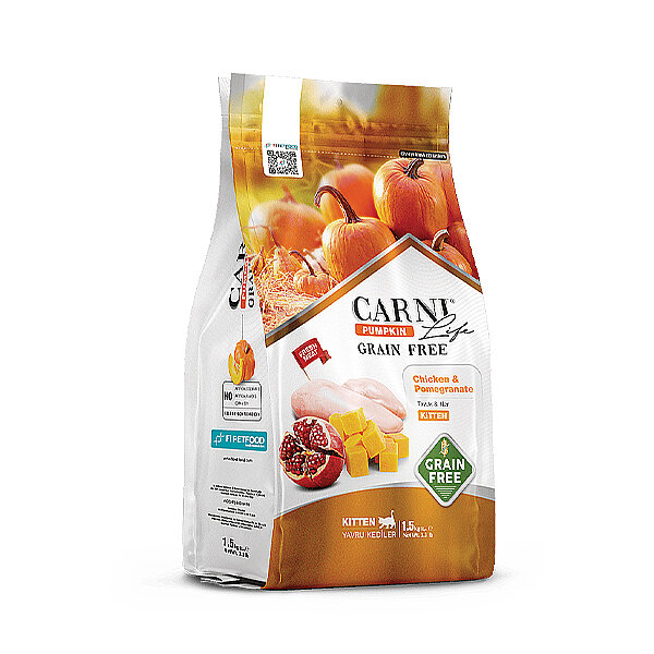Carni Life Pumpkin Tahılsız Tavuklu ve Narlı Yavru Kedi Maması 1,5 kg