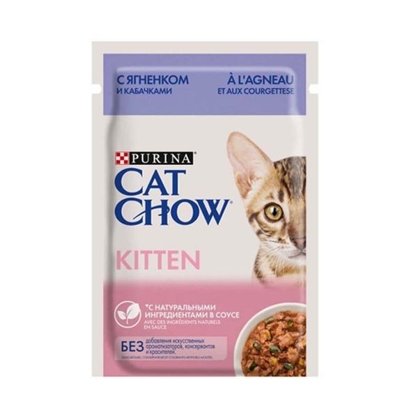 Cat Chow Pouch Sos İçinde Kuzu Etli ve Kabaklı Yavru Kedi Konservesi 85gr - 2