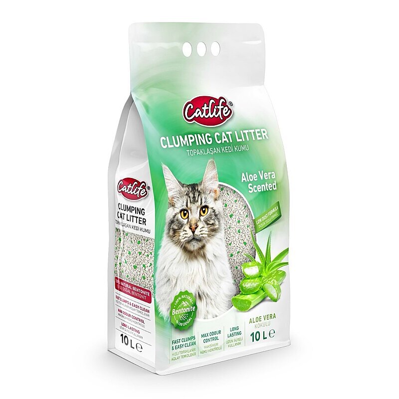 CatLife Aloe Vera Kokulu Bentonit Kedi Kumu 10 L