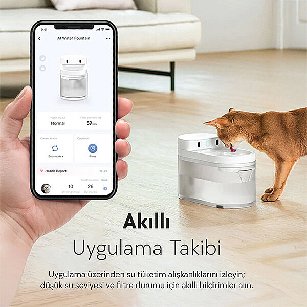 Catlink Pure 3 Yapay Zekâ Destekli Kablosuz Kedi ve Köpek Su Pınarı 2,3 L - 3