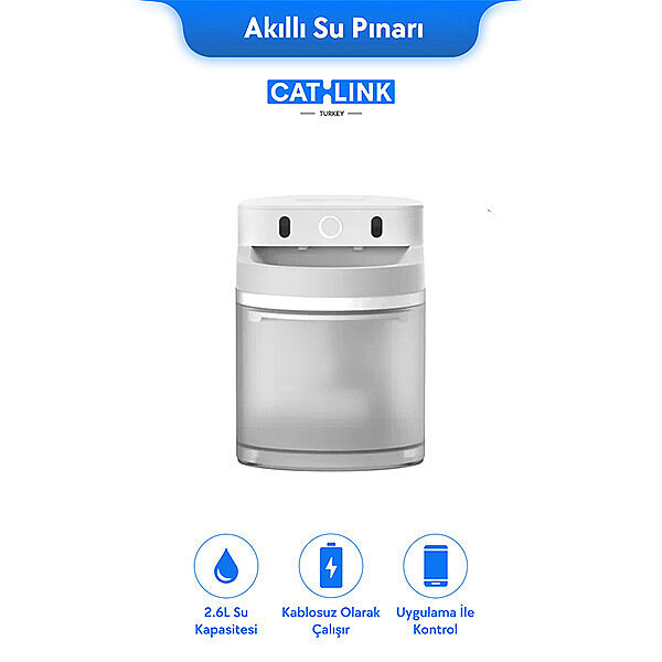 Catlink Pure 3 Yapay Zekâ Destekli Kablosuz Kedi ve Köpek Su Pınarı 2,3 L