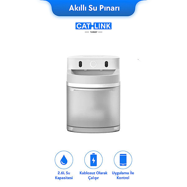 Catlink Pure 3 Yapay Zekâ Destekli Kablosuz Kedi ve Köpek Su Pınarı 2,3 L - 1