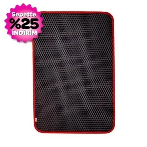 CATTİE ALTIGEN MODEL KUM TOPLAYICI FONKSİYONEL KEDİ PASPASI KIRMIZI 50X75CM - 2