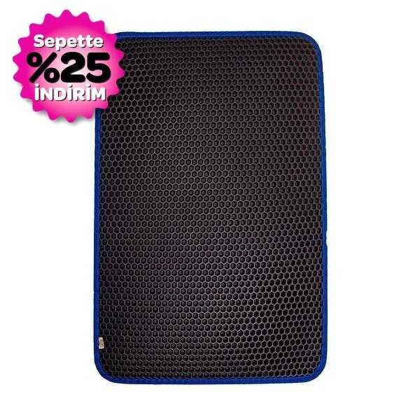 CATTİE ALTIGEN MODEL KUM TOPLAYICI FONKSİYONEL KEDİ PASPASI MAVİ 50X75CM - 2