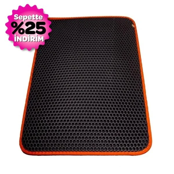 CATTİE ALTIGEN MODEL KUM TOPLAYICI FONKSİYONEL KEDİ PASPASI TURUNCU 37X50CM - 2