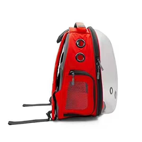 Cattie Astronot Şeffaf Astronot Kedi Taşıma Çantası 25x30x40cm - Kırmızı - 1
