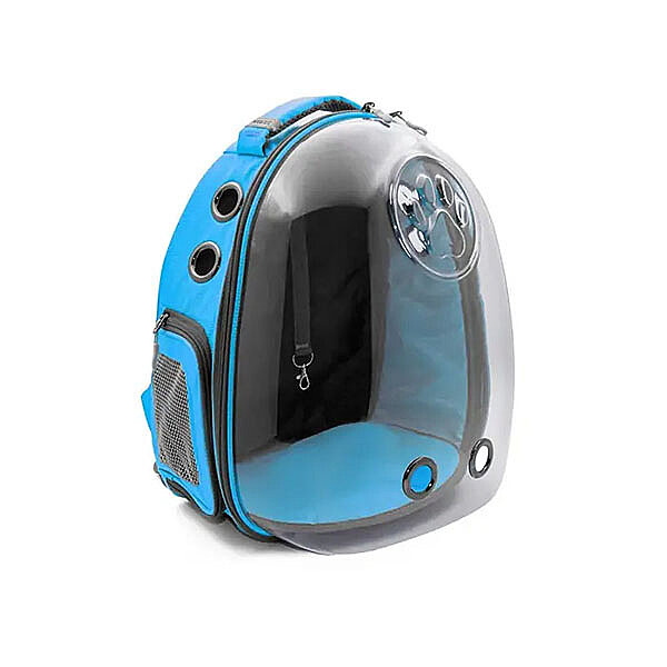 Cattie Astronot Şeffaf Astronot Kedi Taşıma Çantası 25x30x40cm - Mavi - 3