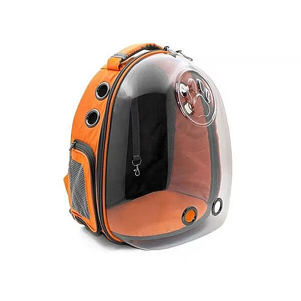 Cattie Astronot Şeffaf Astronot Kedi Taşıma Çantası 25x30x40cm  - Turuncu - 2