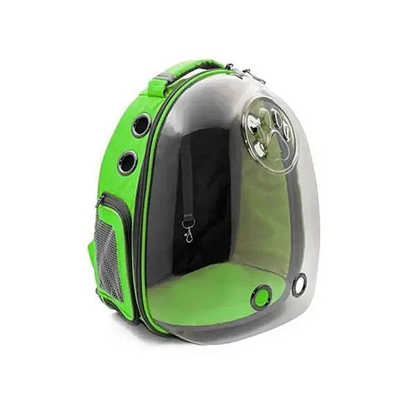 Cattie Astronot Şeffaf Astronot Kedi Taşıma Çantası 25x30x40cm - Yeşil - 2