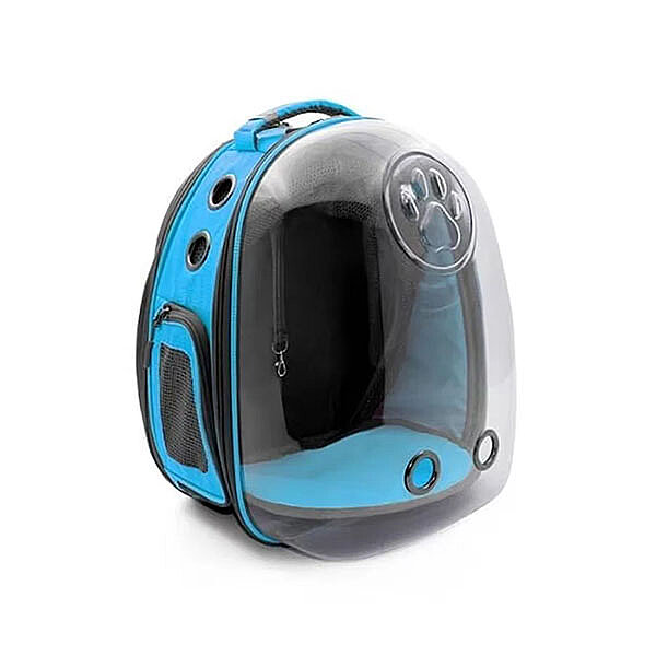 Cattie Fileli Astronot Şeffaf Astronot Kedi Taşıma Çantası 25x60x40cm - Mavi - 2