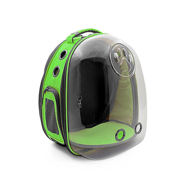 Cattie Fileli Astronot Şeffaf Astronot Kedi Taşıma Çantası 25x60x40cm - Yeşil