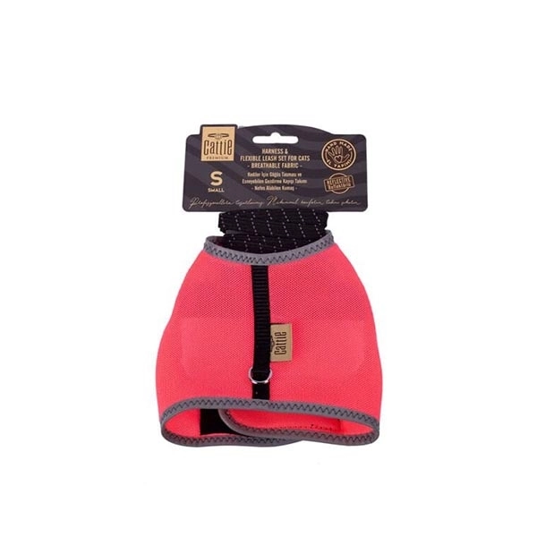 CATTİE HAVALI DOKUMA KEDİ GÖĞÜS & GEZDİRME TAKIMI PEMBE 1X20-30CM - 1