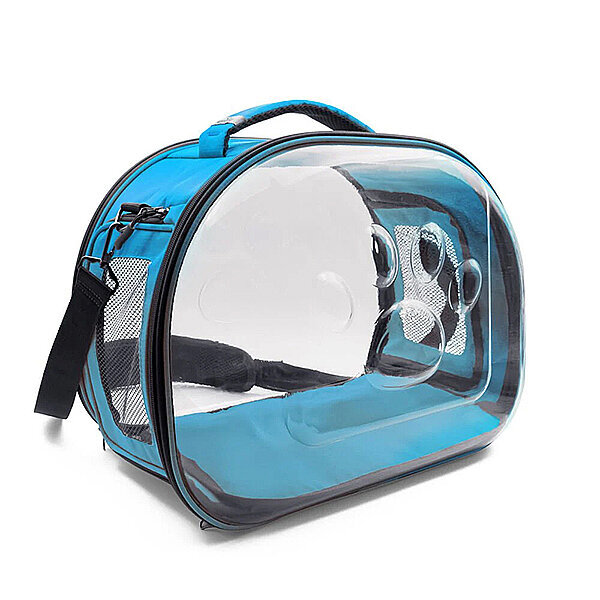 Cattie Panoramik Panoramik Şeffaf Kedi Taşıma Çantası 30x40x35cm - Mavi