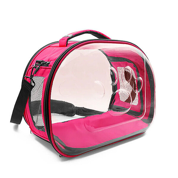 Cattie Panoramik Panoramik Şeffaf Kedi Taşıma Çantası 30x40x35cm - Pembe