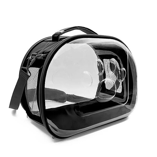 Cattie Panoramik Panoramik Şeffaf Kedi Taşıma Çantası 30x40x35cm - Siyah