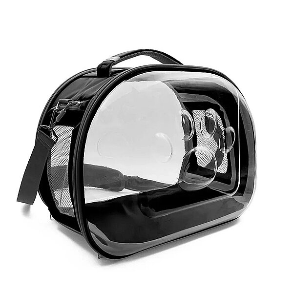 Cattie Panoramik Panoramik Şeffaf Kedi Taşıma Çantası 30x40x35cm - Siyah - 1