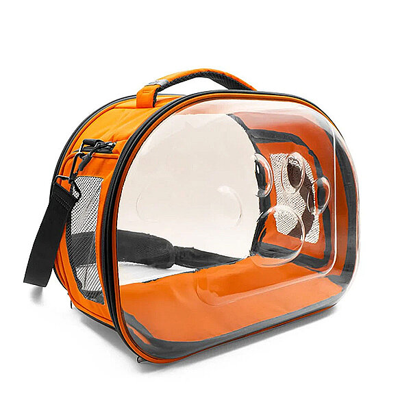 Cattie Panoramik Panoramik Şeffaf Kedi Taşıma Çantası 30x40x35cm - Turuncu - 1