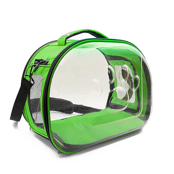 Cattie Panoramik Panoramik Şeffaf Kedi Taşıma Çantası 30x40x35cm - Yeşil