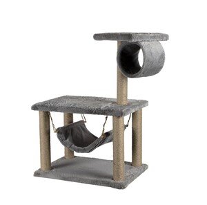 Lion 2 Katlı Kedi Yuvalı Tırmalama Ağacı Açık Gri