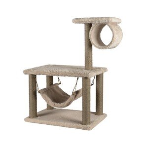 Lion 2 Katlı Kedi Yuvalı Tırmalama Ağacı Krem