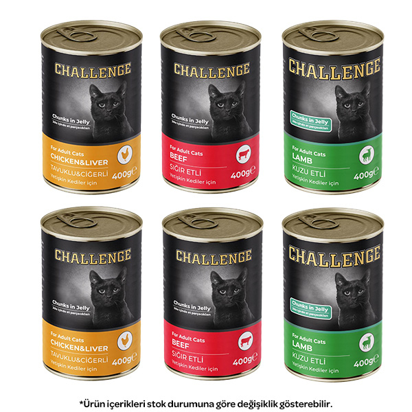 Challenge Karışık Kedi Yaş Maması 400 gr X 6 Adet - 1