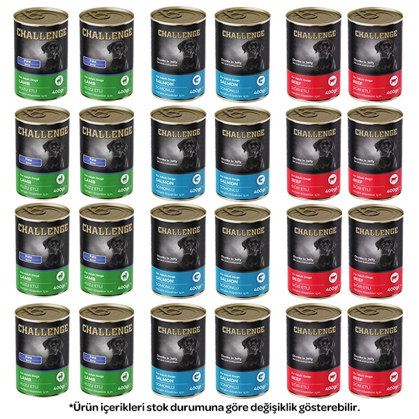 Challenge Karışık Köpek Yaş Maması Pate 400 gr X 24 Adet - 1