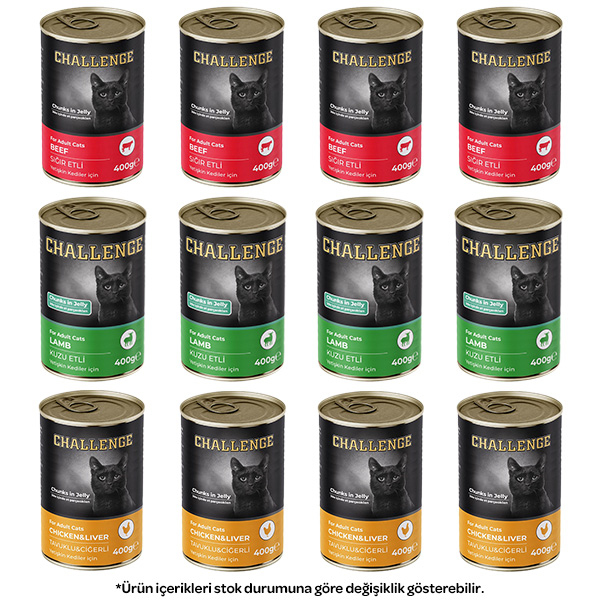 Challenge Karışık Kedi Yaş Maması 400 Gr x 12 Adet - 1