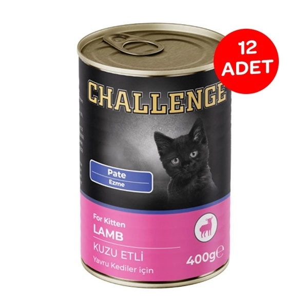 Challenge Kuzu Etli Yavru Kedi Yaş Maması Pate 400 gr X 12 Adet - 1