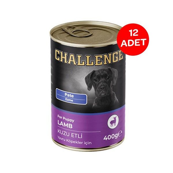 Challenge Kuzu Etli Yavru Köpek Yaş Maması Pate 400 gr X 12 Adet - 1