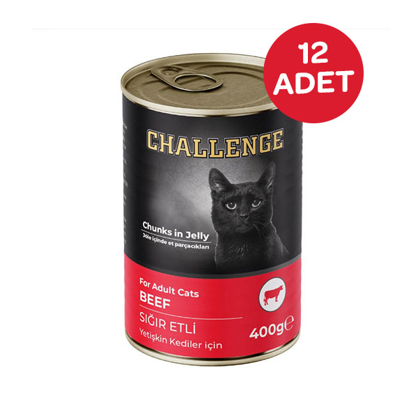Challenge Sığır Etli Yetişkin Kedi Yaş Maması 400 Gr x 12 Adet - 1