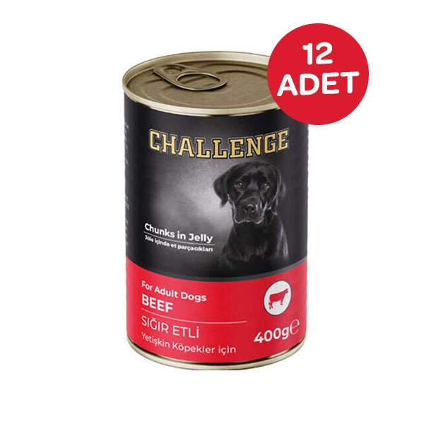Challenge Sığır Etli Yetişkin Köpek Konservesi 400 Gr x 12 Adet - 1