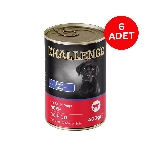 Challenge Sığır Etli Yetişkin Köpek Yaş Maması 400 gr x 6 Adet - 1