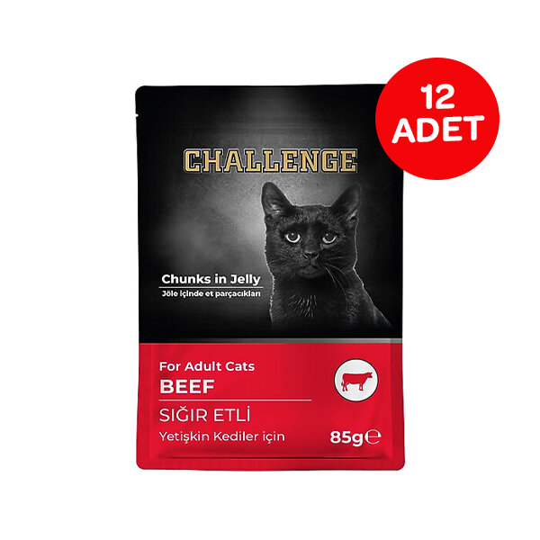 Challenge Sığır Etli Yetişkin Pouch Yaş Kedi Maması 85 gr x 12 Adet - 1