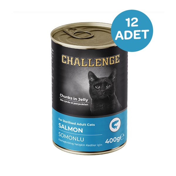 Challenge Somonlu Kısırlaştırılmış Yetişkin Kedi Konservesi 400 Gr x 12 Adet - 1