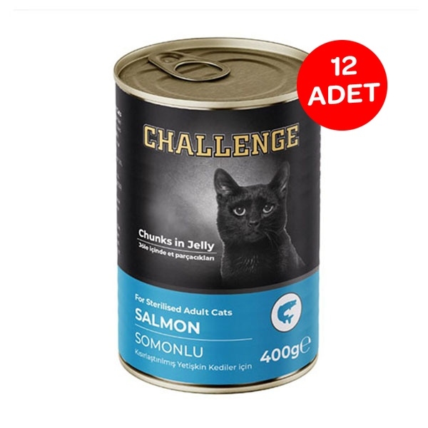 Challenge Somonlu Kısırlaştırılmış Yetişkin Kedi Yaş Maması 400 Gr x 12 Adet - 2