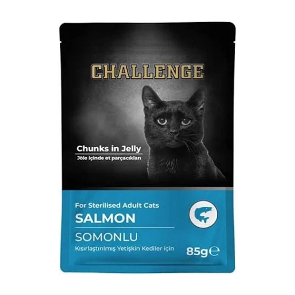 Challenge Somonlu Kısırlaştırılmış Yetişkin Pouch Yaş Kedi Maması 85 gr - 1