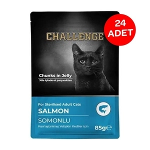 Challenge Somonlu Kısırlaştırılmış Yetişkin Pouch Yaş Kedi Maması 85 gr X 24 Adet