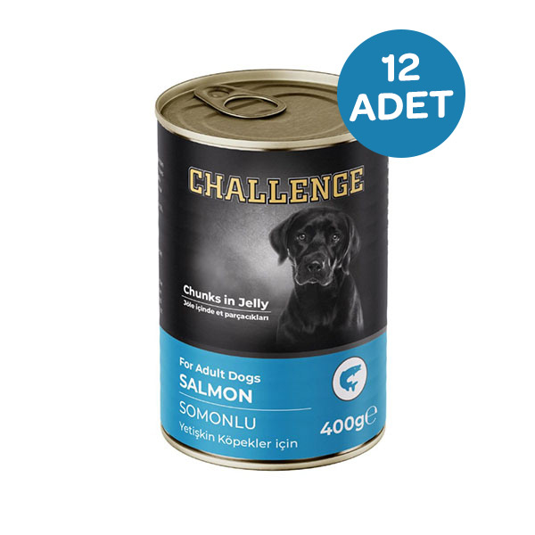 Challenge Somonlu Yetişkin Köpek Yaş Maması 400 Gr x 12 Adet - 1