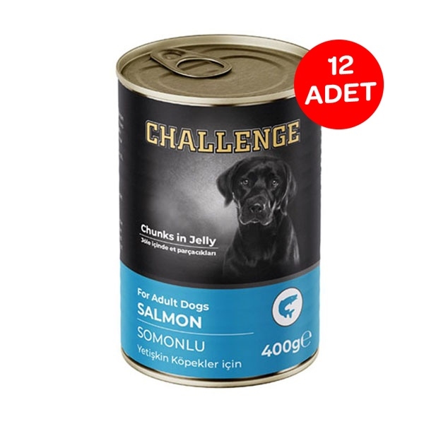 Challenge Somonlu Yetişkin Köpek Yaş Maması 400 Gr x 12 Adet - 2