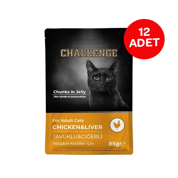 Challenge Tavuklu Ciğerli Pouch Yaş Kedi Maması 85 gr x 12 Adet - 1