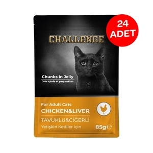 Challenge Tavuklu Ciğerli Pouch Yaş Kedi Maması 85 gr X 24 Adet
