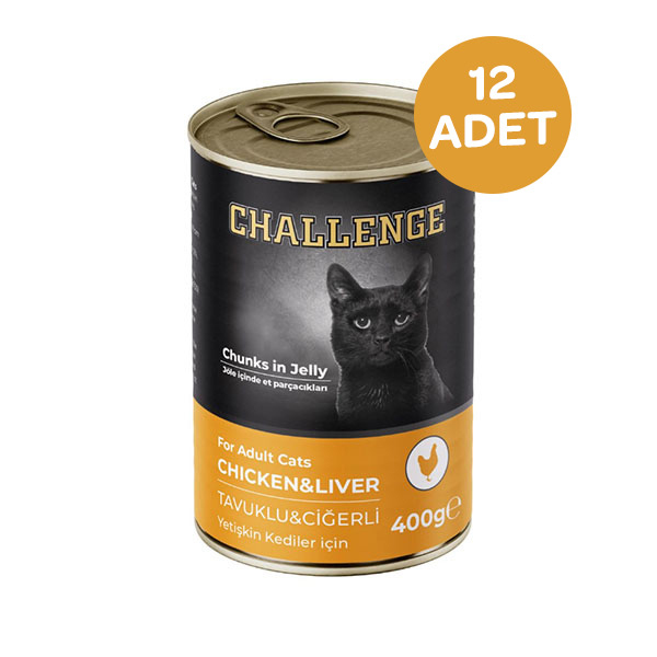 Challenge Tavuklu Ciğerli Yetişkin Kedi Yaş Maması 400 Gr x 12 Adet - 1