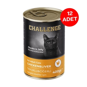 Challenge Tavuklu Ciğerli Yetişkin Kedi Yaş Maması 400 Gr x 12 Adet - 2