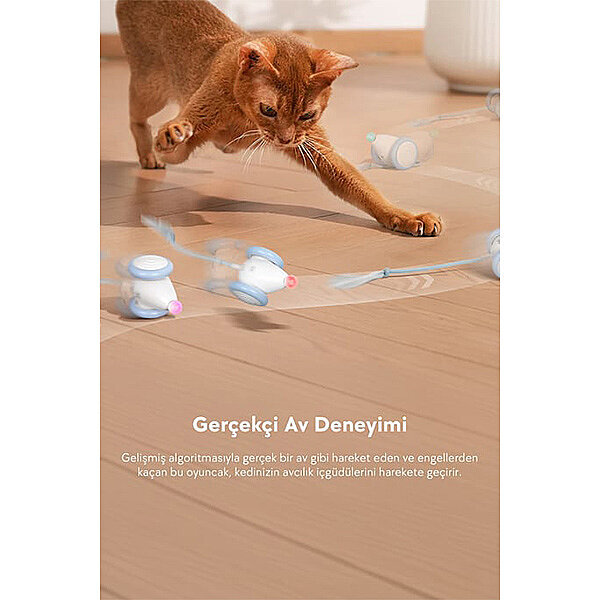 Cheerble Şarjlı İnteraktif Kuyruklu Fare Kedi Oyuncağı 7 x 5 x 5,8 cm (Mavi) - 4