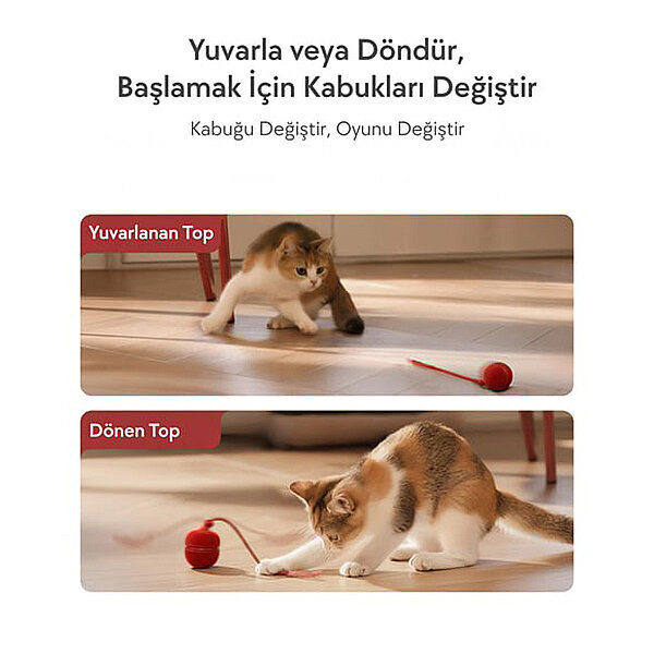 Cheerble Wicked Ball Duo2 Şarjlı İnteraktif Kedi Oyuncak Topu (Kırmızı) - 2