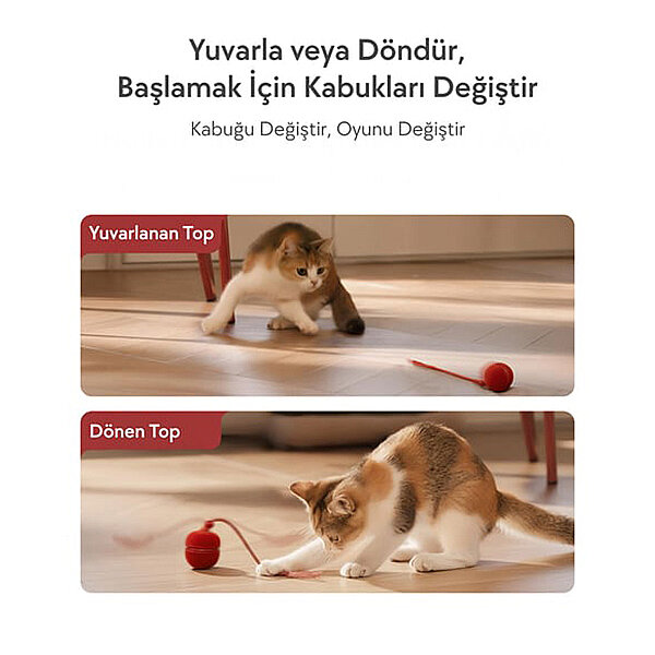 Cheerble Wicked Ball Duo2 Şarjlı İnteraktif Kedi Oyuncak Topu (Kırmızı) - 2