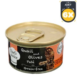 Chefs Choice Kıyılmış Bıldırıcın ve Zeytin Ezmeli Tahılsız Kedi Yaş Maması 85 GR x 6 ADET